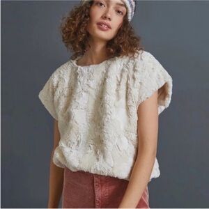 Anthropologie Maeve Faux Fur Tee - XXSP